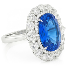 Sri Lanka Blue Sapphire Natural Earth Mined DIAMOND ( NOT LAB GROWN ) 8.25 Ct Ring Gold White 14K