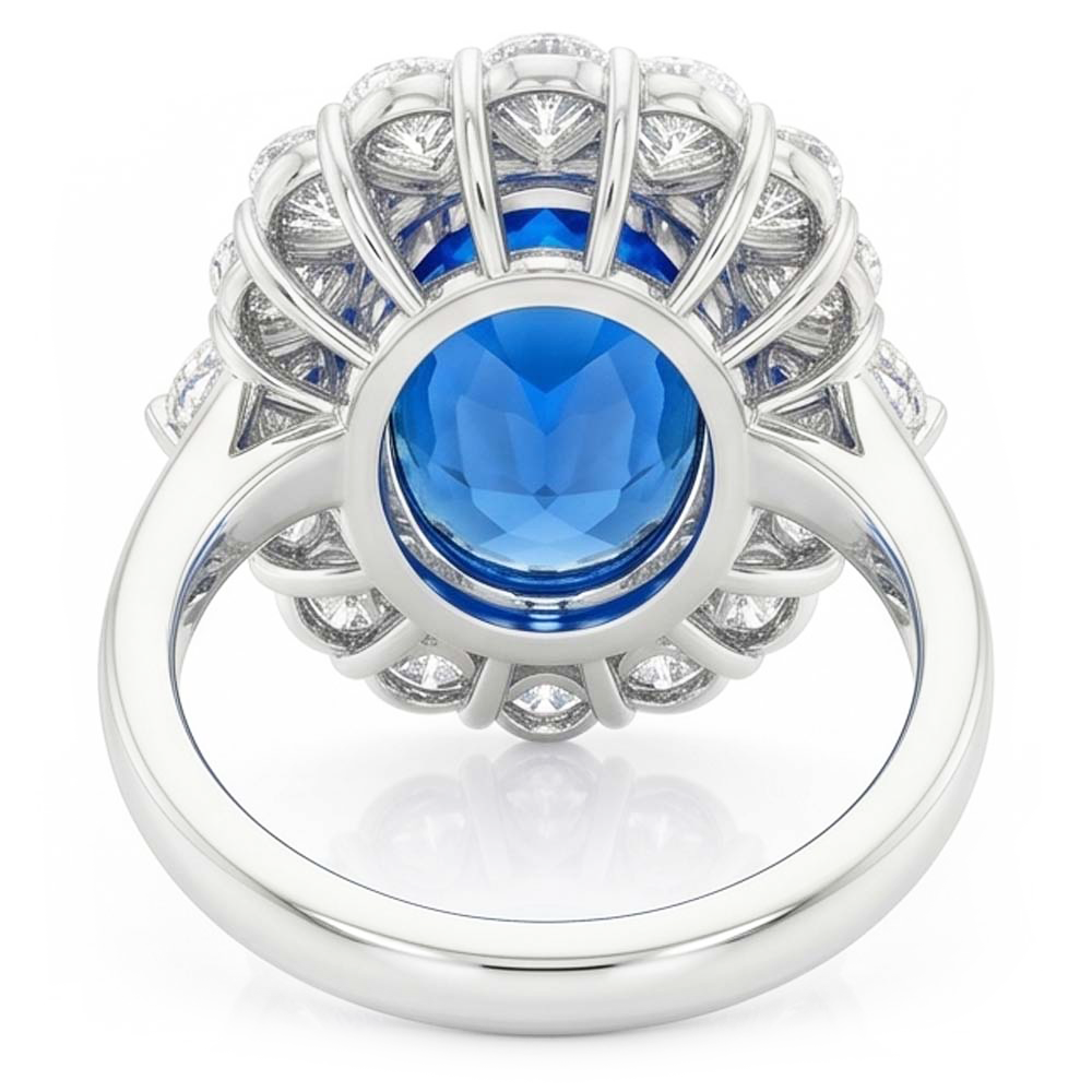 Sri Lanka Blue Sapphire Natural Earth Mined DIAMOND ( NOT LAB GROWN ) 8.25 Ct Ring Gold White 14K
