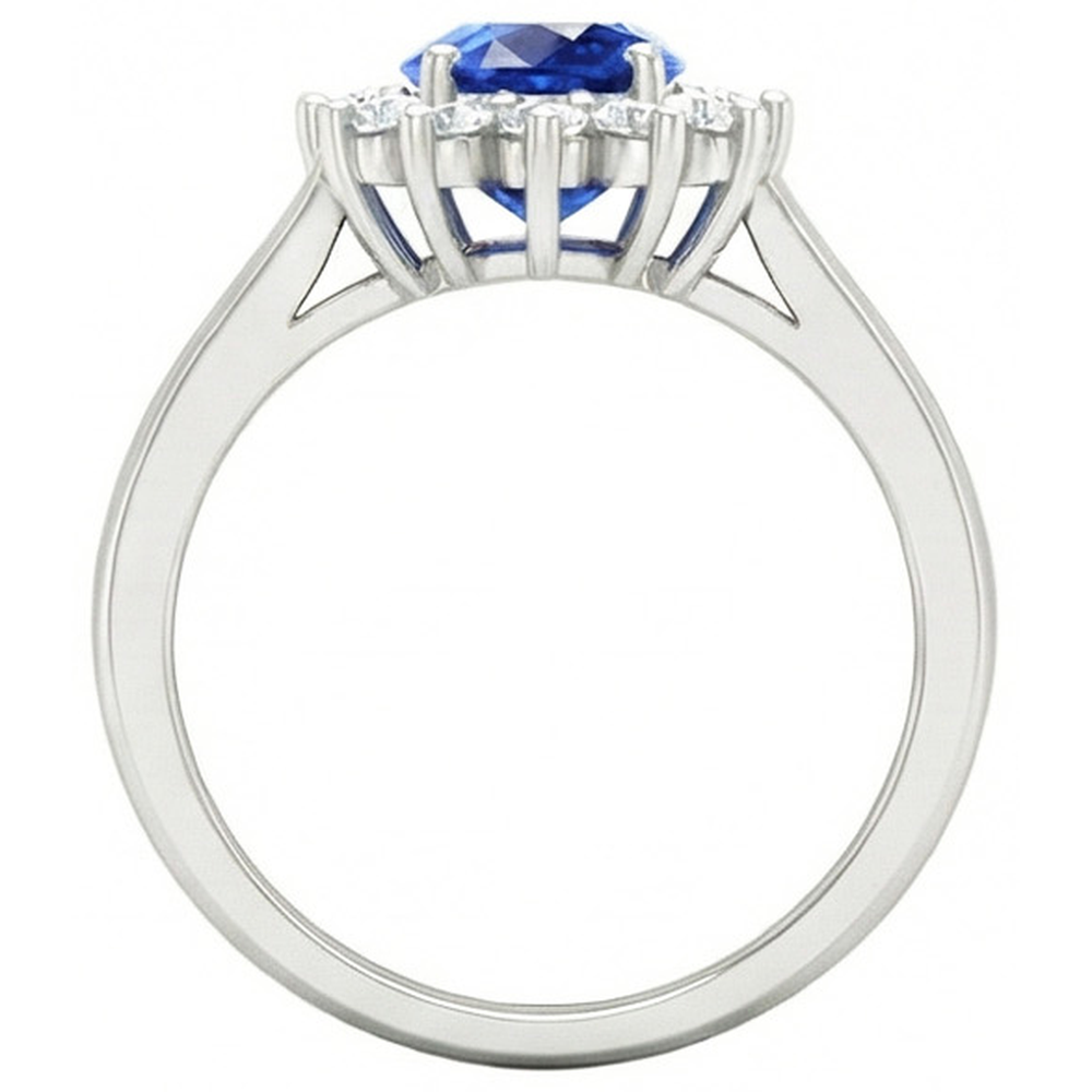 Sri Lanka Blue Sapphire Natural Earth Mined DIAMOND ( NOT LAB GROWN ) Engagement Ring 2.60 Ct White Gold 14K