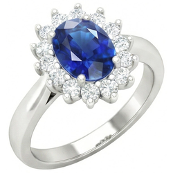 Sri Lanka Blue Sapphire Natural Earth Mined DIAMOND ( NOT LAB GROWN ) Engagement Ring 2.60 Ct White Gold 14K