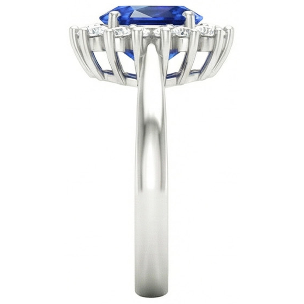 Sri Lanka Blue Sapphire Natural Earth Mined DIAMOND ( NOT LAB GROWN ) Engagement Ring 2.60 Ct White Gold 14K