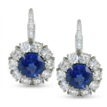 Sri Lanka Blue Sapphire Natural Earth Mined Diamond Hoop Earring 5 Carats White Gold 14K