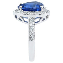 Sri Lanka Blue Sapphire Natural Earth Mined Diamond Ring White Gold 4.5 Ct