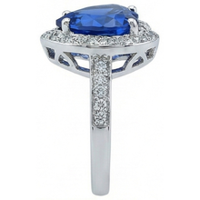 Sri Lanka Blue Sapphire Natural Earth Mined Diamond Ring White Gold 4.5 Ct