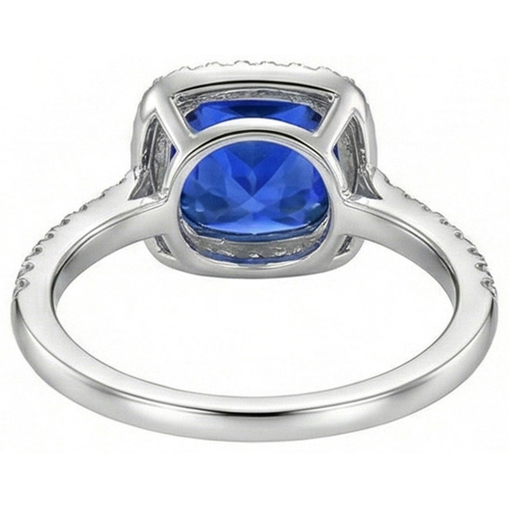 Sri Lanka Blue Sapphire Natural Earth Mined DIAMOND ( NOT LAB GROWN )s 3.30 Ct Ring White Gold 14K