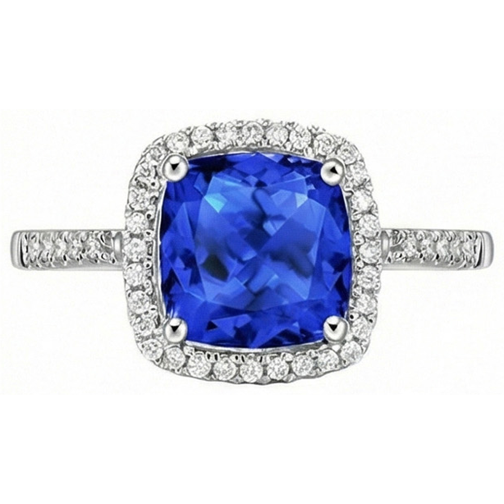 Sri Lanka Blue Sapphire Natural Earth Mined DIAMOND ( NOT LAB GROWN )s 3.30 Ct Ring White Gold 14K