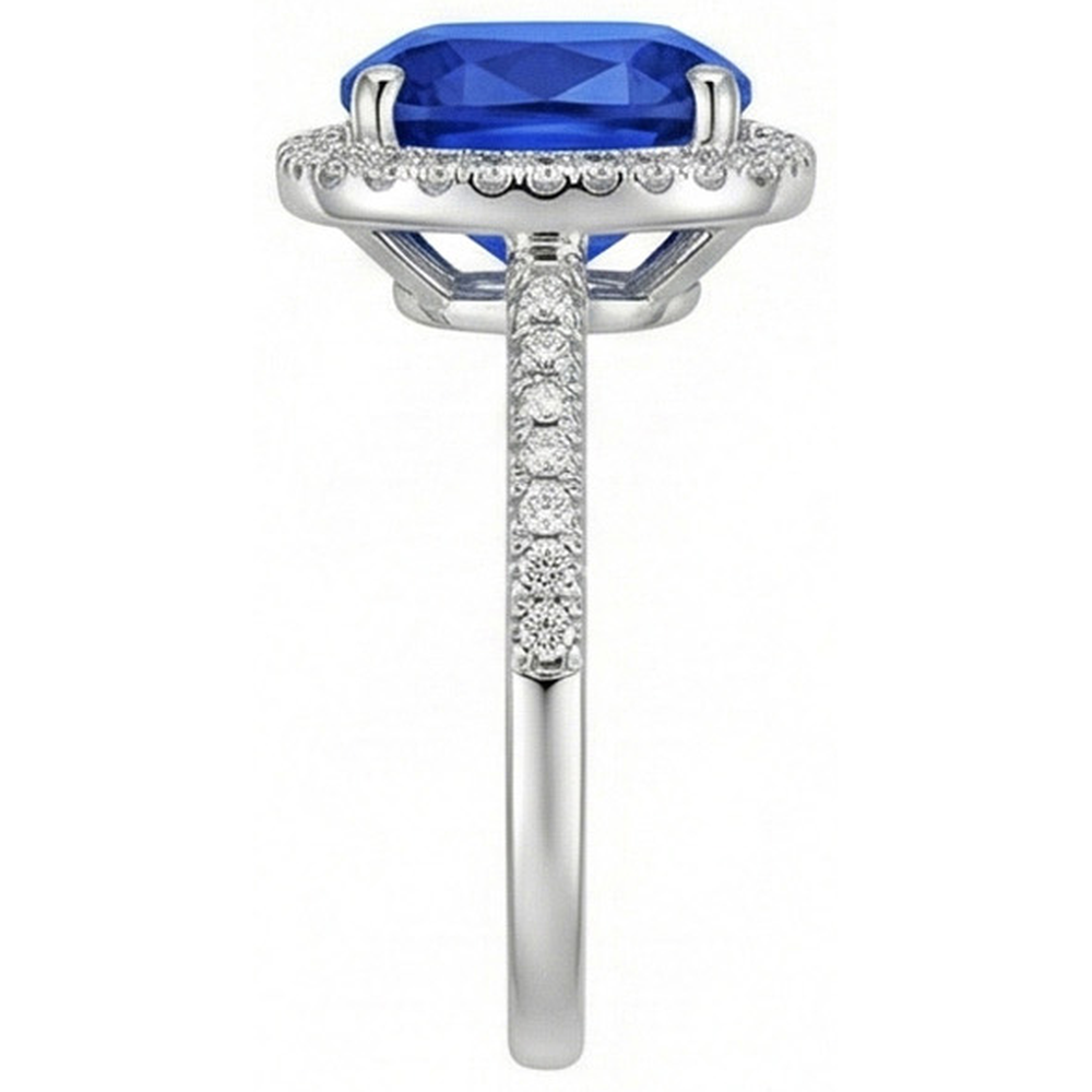 Sri Lanka Blue Sapphire Natural Earth Mined DIAMOND ( NOT LAB GROWN )s 3.30 Ct Ring White Gold 14K