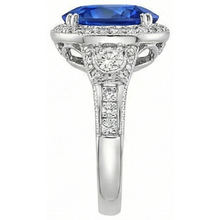 Sri Lanka Blue Sapphire Natural Earth Mined Diamonds Ring 5.33 Carats White Gold 14K New