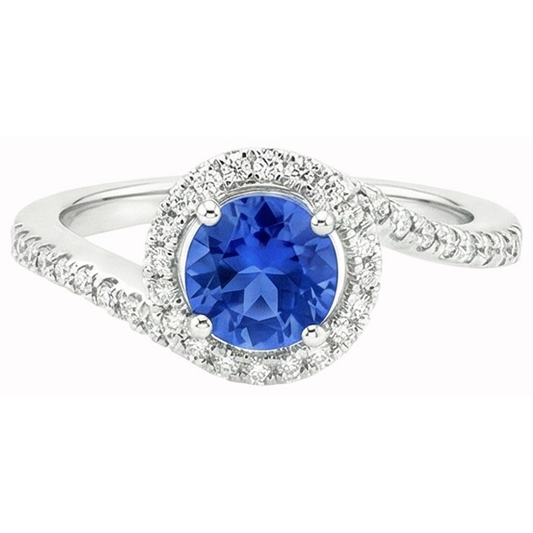 natural round sapphire 5.60ct ring side angle