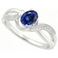 Sri Lanka Blue Sapphire Ribbon Ring 2.90 Ct White Gold 14K