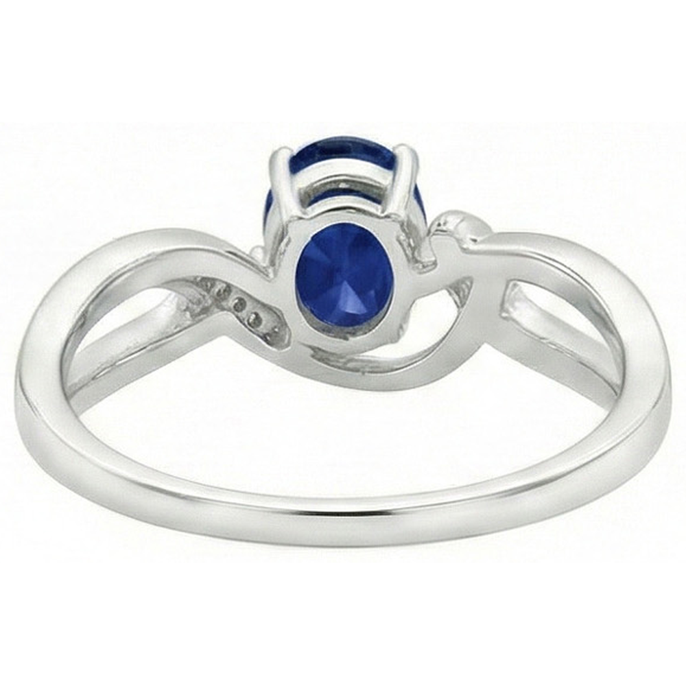 Sri Lanka Blue Sapphire Ribbon Ring 2.90 Ct White Gold 14K