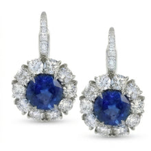 Sri Lanka Color Blue Sapphire IGI CERTIFIED Diamond Hoop Earring 5 Carats White Gold 14K