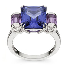 Sri Lanka Color Sapphire Amethyst And IGI CERTIFIED Diamonds 8 Carat Ring 14K Jewelry