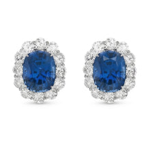 Lab Grown Sapphire Earring 6.40ct - White Gold 14K