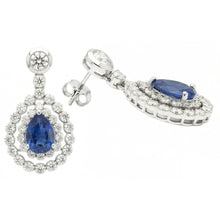 Sri Lanka Sapphire And Natural Earth Mined DIAMOND ( NOT LAB GROWN ) Dangle Earring Pear Cut 5.50 Ct