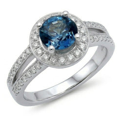 Sri Lanka Sapphire And Natural Earth Mined DIAMOND ( NOT LAB GROWN )s 4 Ct Ring Prong Set White Gold 14K