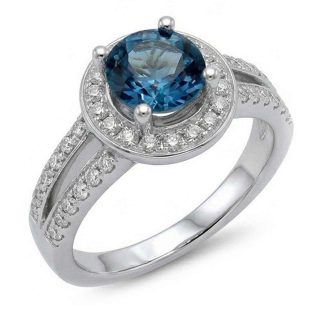 Sri Lanka Sapphire And Natural Earth Mined DIAMOND ( NOT LAB GROWN )s 4 Ct Ring Prong Set White Gold 14K
