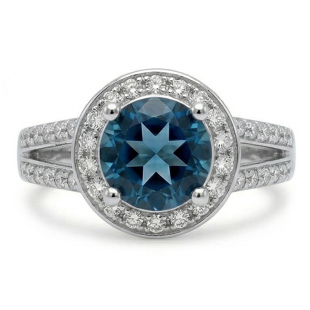 Sri Lanka Sapphire And Natural Earth Mined DIAMOND ( NOT LAB GROWN )s 4 Ct Ring Prong Set White Gold 14K