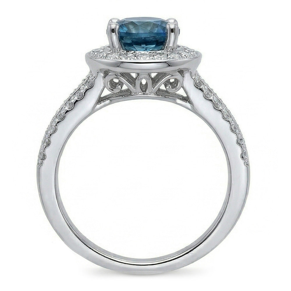 Sri Lanka Sapphire And Natural Earth Mined DIAMOND ( NOT LAB GROWN )s 4 Ct Ring Prong Set White Gold 14K