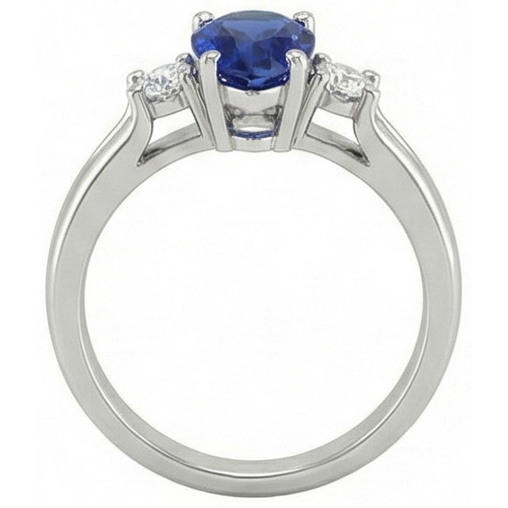 Sri Lanka Sapphire And Natural Earth Mined DIAMOND ( NOT LAB GROWN )s 3 Stone Ring 1.70 Carats Gold 14K