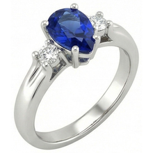 Sri Lanka Sapphire And Natural Earth Mined DIAMOND ( NOT LAB GROWN )s 3 Stone Ring 1.70 Carats Gold 14K