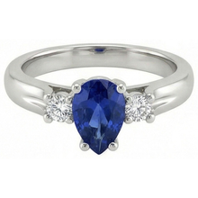Sri Lanka Sapphire And Natural Earth Mined DIAMOND ( NOT LAB GROWN )s 3 Stone Ring 1.70 Carats Gold 14K