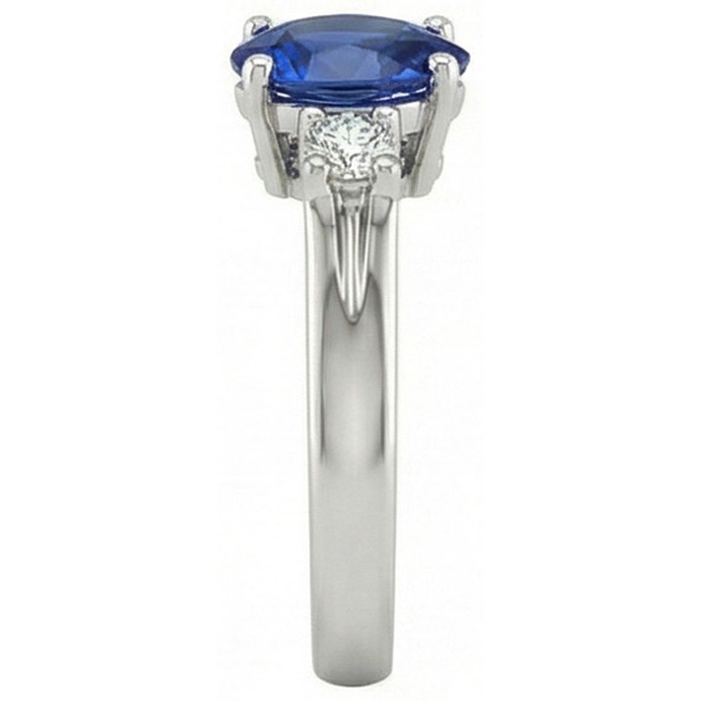 Sri Lanka Sapphire And Natural Earth Mined DIAMOND ( NOT LAB GROWN )s 3 Stone Ring 1.70 Carats Gold 14K