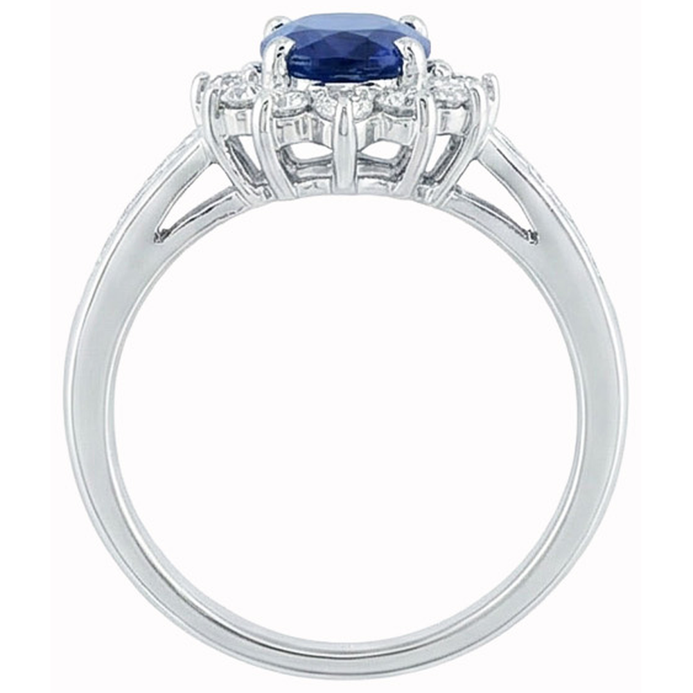 Sri Lanka Sapphire And Natural Earth Mined DIAMOND ( NOT LAB GROWN )s Round Cut Ring 3.80 Ct White Gold