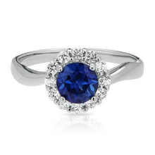 Sri Lanka Sapphire Diamond Ring White Gold 14K 2.5 Ct.