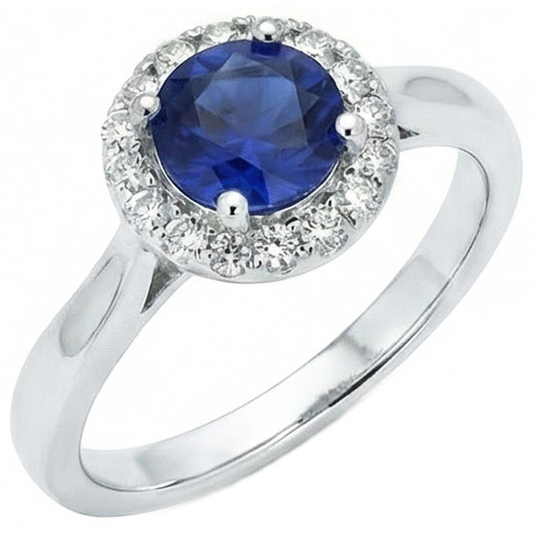 Sri Lanka Sapphire Natural Earth Mined DIAMOND ( NOT LAB GROWN ) Ring White Gold 14K 2.5 Ct.