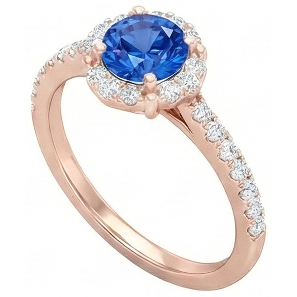 Sri Lanka Sapphire Natural Earth Mined Diamonds 3.25 Carats Ring Rose Gold