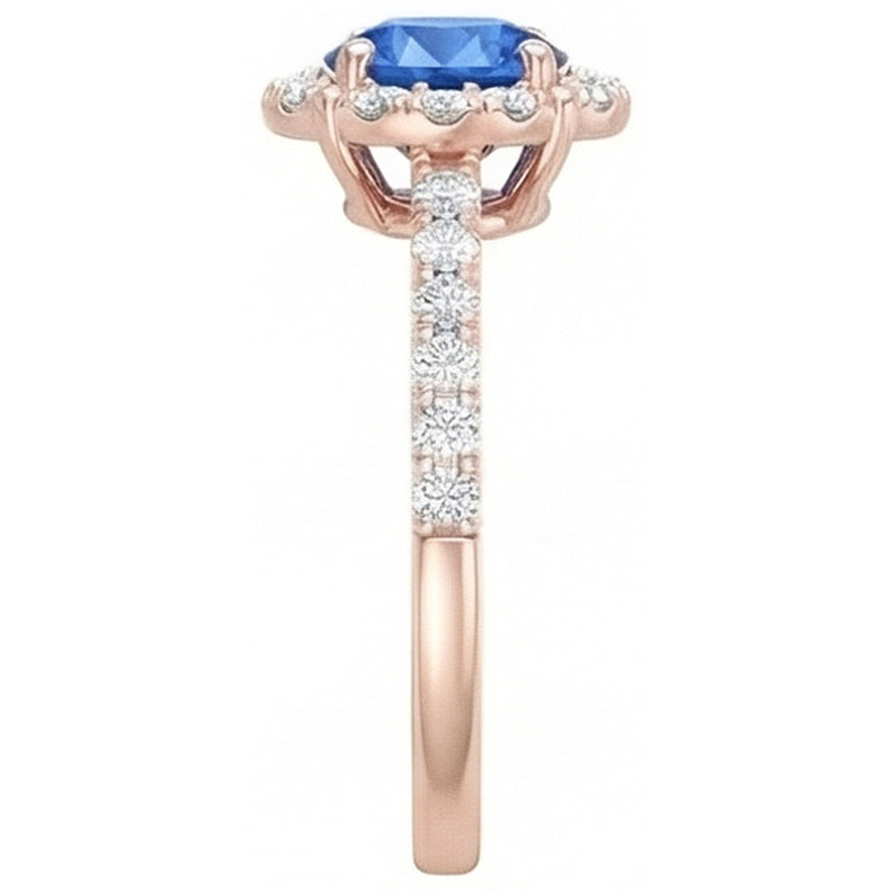 Sri Lanka Sapphire Natural Earth Mined Diamonds 3.25 Carats Ring Rose Gold