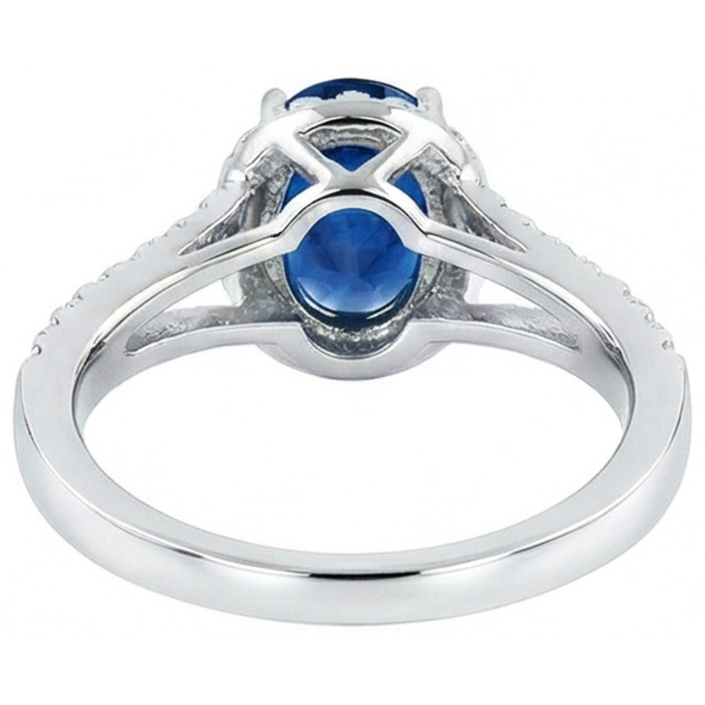 natural round sapphire 3.40ct ring on white background