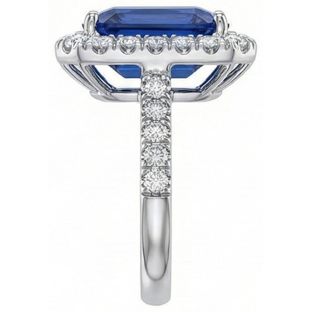 Sri Lanka Sapphire Natural Earth Mined Diamonds 4.30 Carats Wedding Ring 14K Gold White