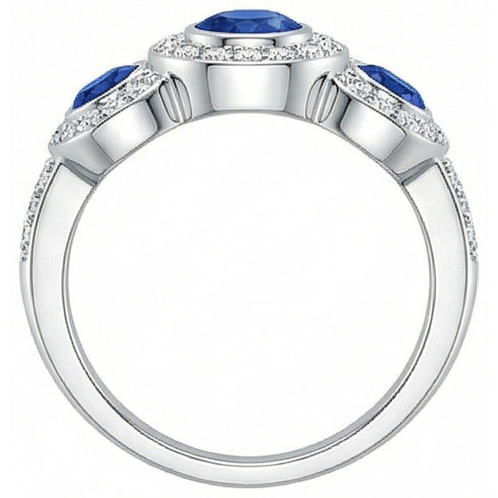 natural round sapphire 4.51ct ring profile view