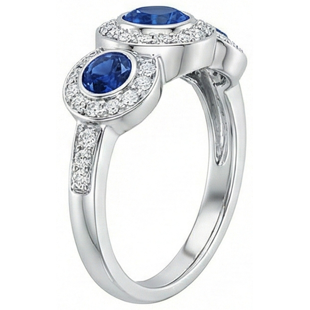 natural round sapphire 4.51ct ring top view