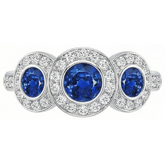 natural round sapphire 4.51ct ring side angle