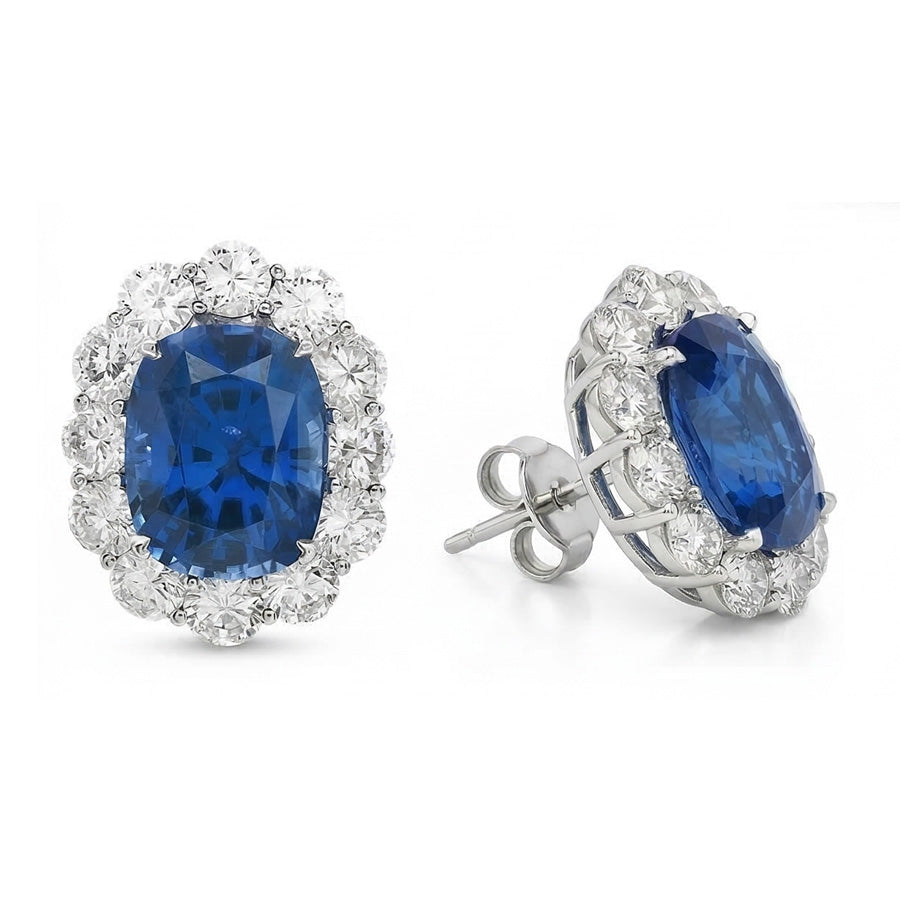 natural round sapphire 6.40ct earring side angle