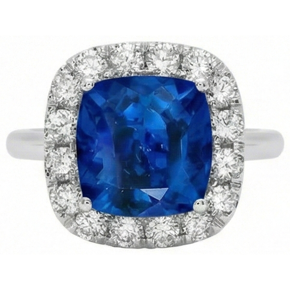 Sri Lanka Sapphire Natural Earth Mined Diamonds Prong Set 3.80 Ct Wedding Ring White Gold