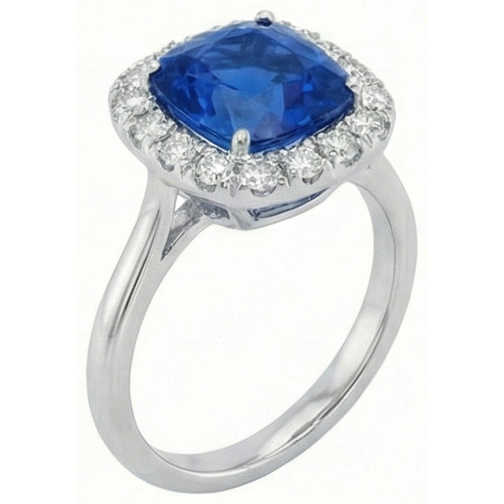 Sri Lanka Sapphire Natural Earth Mined Diamonds Prong Set 3.80 Ct Wedding Ring White Gold