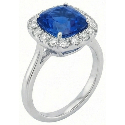 Sri Lanka Sapphire Natural Earth Mined Diamonds Prong Set 3.80 Ct Wedding Ring White Gold