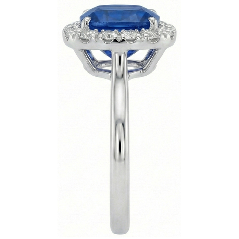 Sri Lanka Sapphire Natural Earth Mined Diamonds Prong Set 3.80 Ct Wedding Ring White Gold