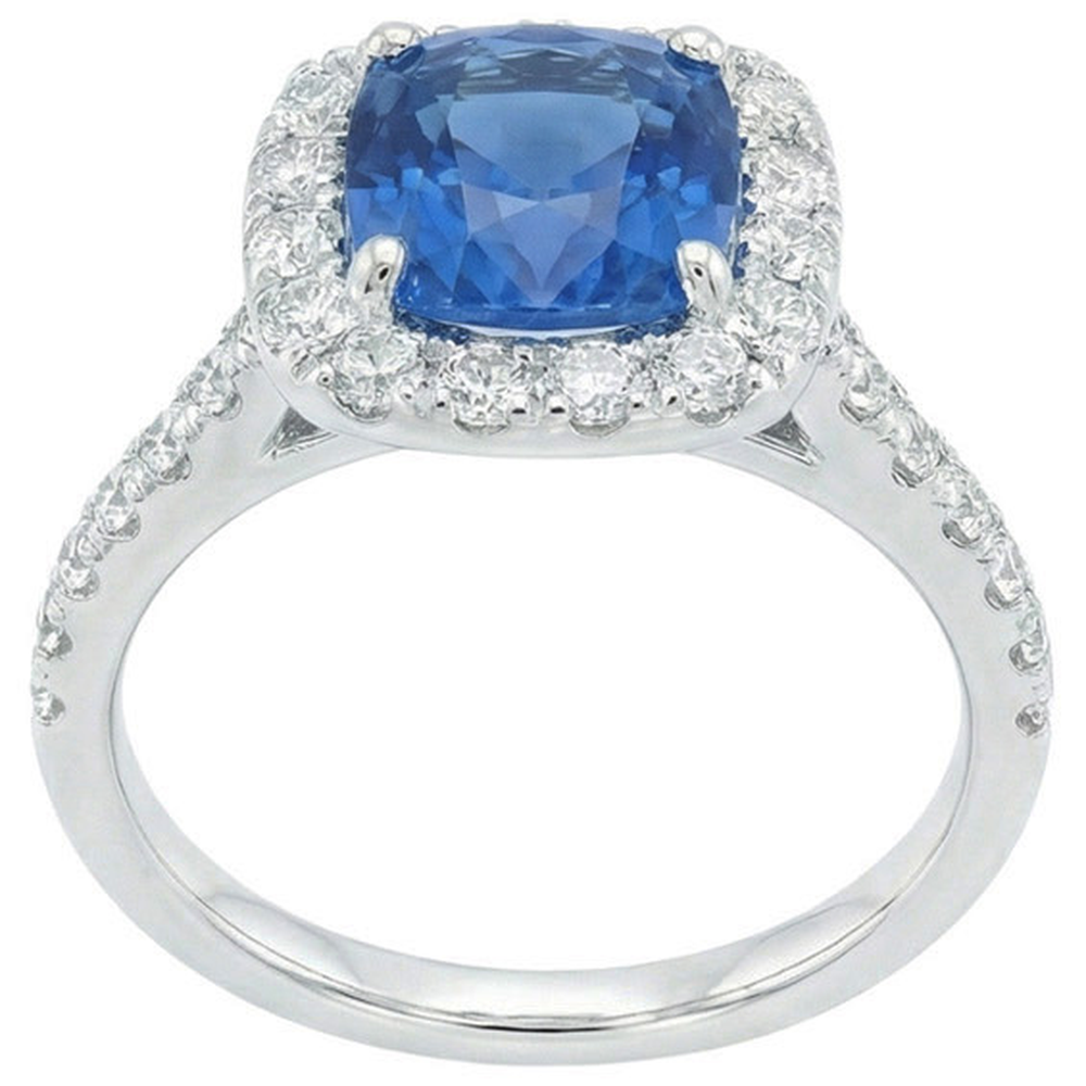 Sri Lanka Sapphire Natural Earth Mined DIAMOND ( NOT LAB GROWN )s Ring Gold White 14K 3.35 Carats