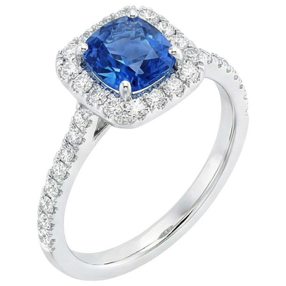 Sri Lanka Sapphire Natural Earth Mined DIAMOND ( NOT LAB GROWN )s Ring Gold White 14K 3.35 Carats