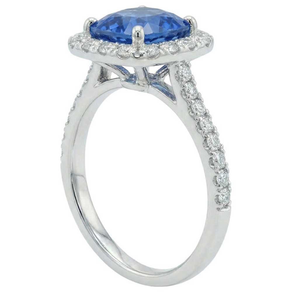 Sri Lanka Sapphire Natural Earth Mined DIAMOND ( NOT LAB GROWN )s Ring Gold White 14K 3.35 Carats