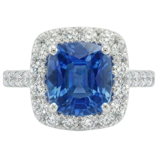 Sri Lanka Sapphire Natural Earth Mined DIAMOND ( NOT LAB GROWN )s Ring Gold White 14K 3.35 Carats