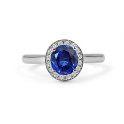 Sri Lanka Sapphire Oval And Round Natural Earth Mined Diamond Ring Gold 14K 2.90 Ct.