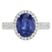 Sri Lanka Sapphire Oval And Round Natural Earth Mined DIAMOND ( NOT LAB GROWN )s 7.01 Ct Ring DIAMOND ( NOT LAB GROWN )s