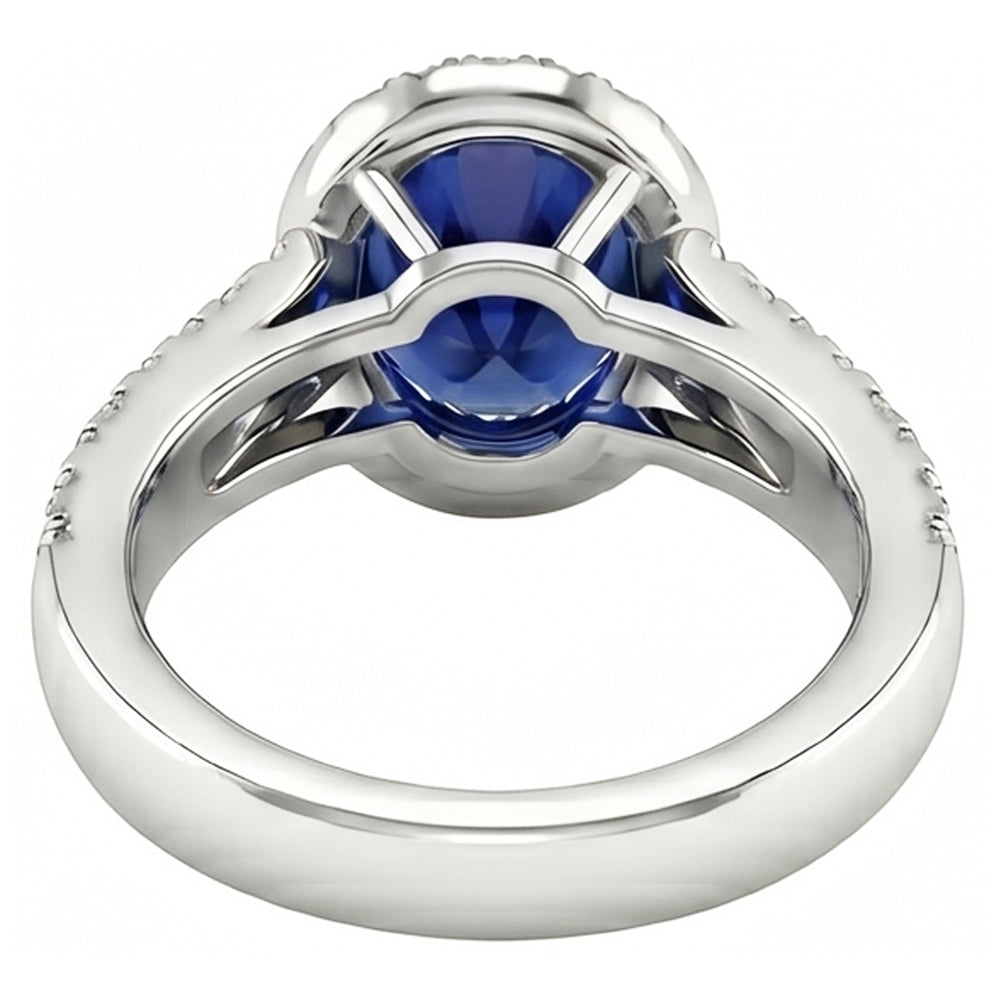 Sri Lanka Sapphire Oval And Round Natural Earth Mined DIAMOND ( NOT LAB GROWN )s 7.01 Ct Ring DIAMOND ( NOT LAB GROWN )s