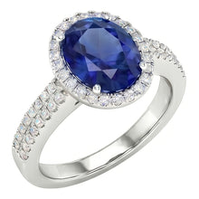 Sri Lanka Sapphire Oval And Round Natural Earth Mined DIAMOND ( NOT LAB GROWN )s 7.01 Ct Ring DIAMOND ( NOT LAB GROWN )s